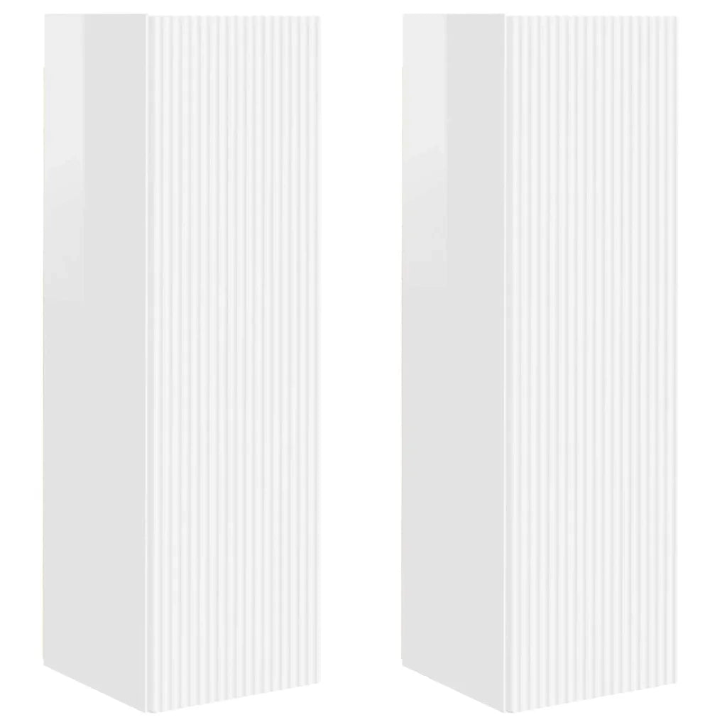 Mobile TV da parete 2 pcs Bianco Lucido 30 x 31 x 100 cm