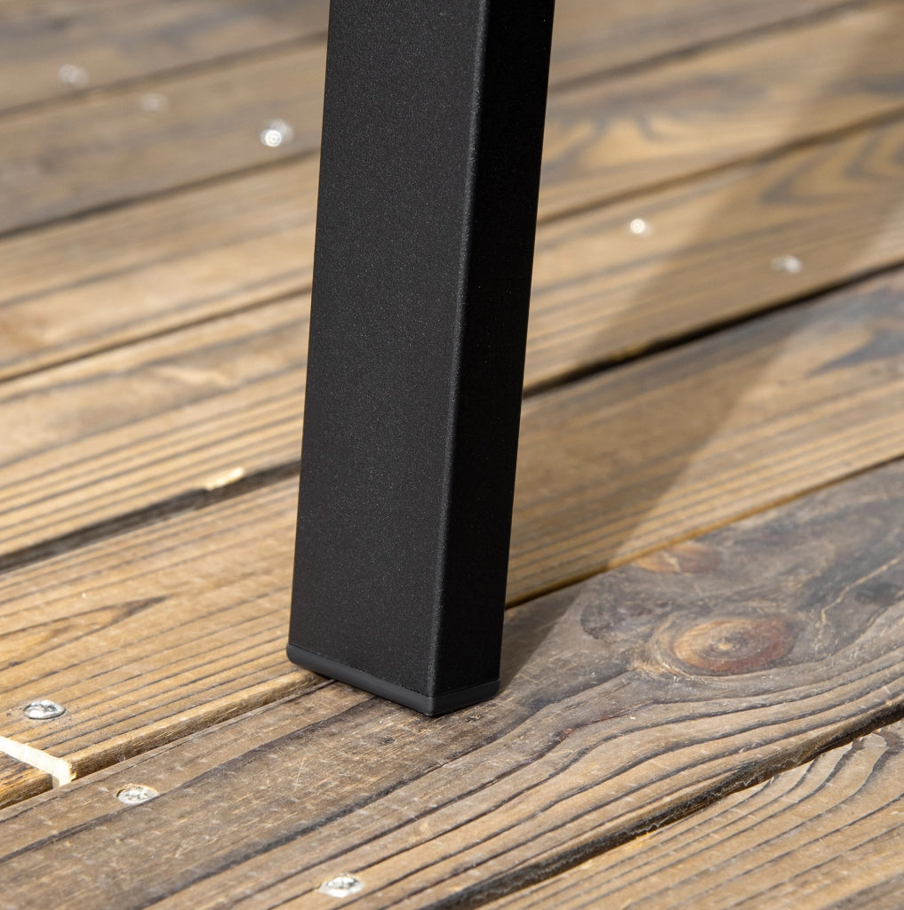 Panca da giardino 2 posti 127 x 63 x 83 cm in acciaio nero con schienale e braccioli
