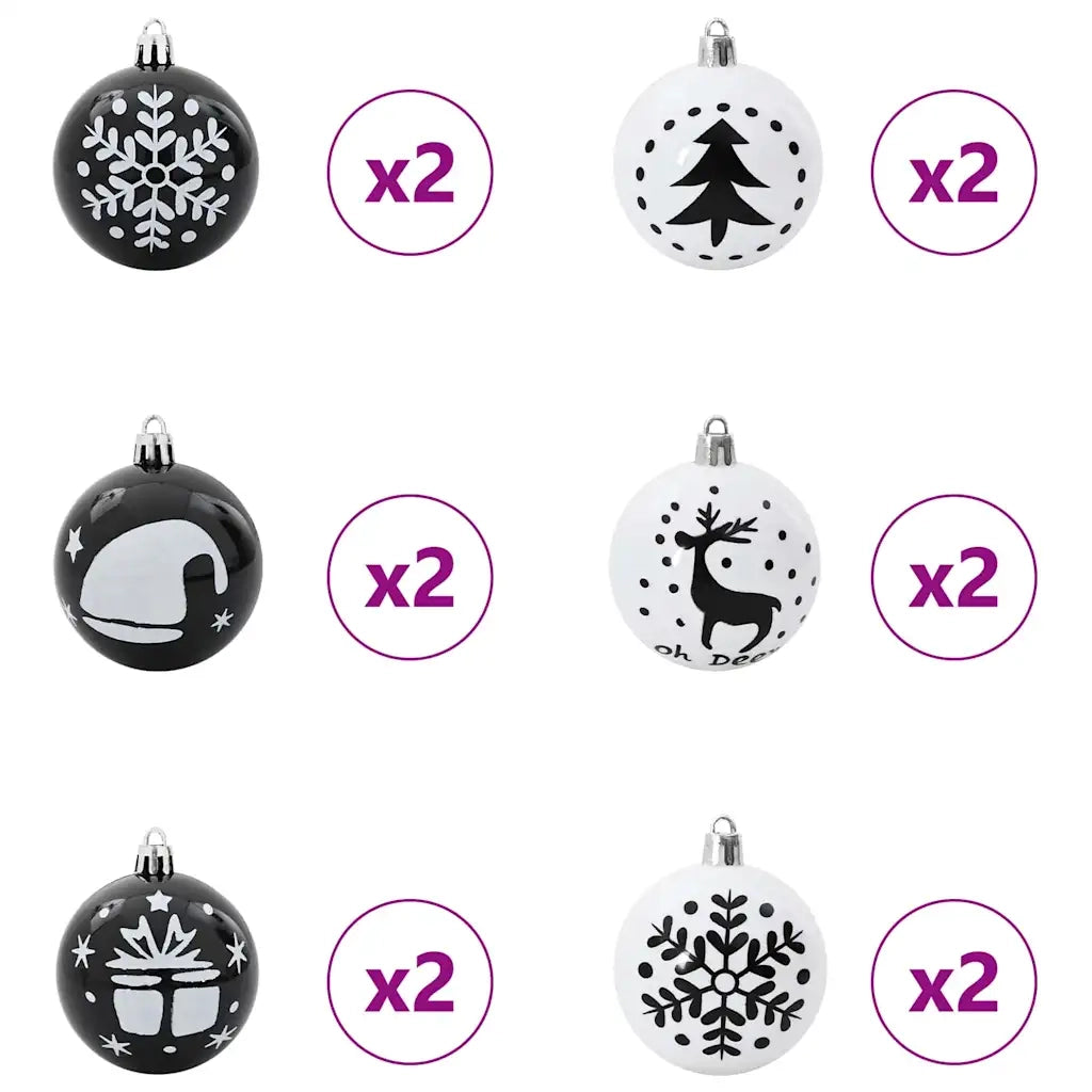 Set di Palle di Natale 40 pz Nero e Bianco Plastica CFW9873874