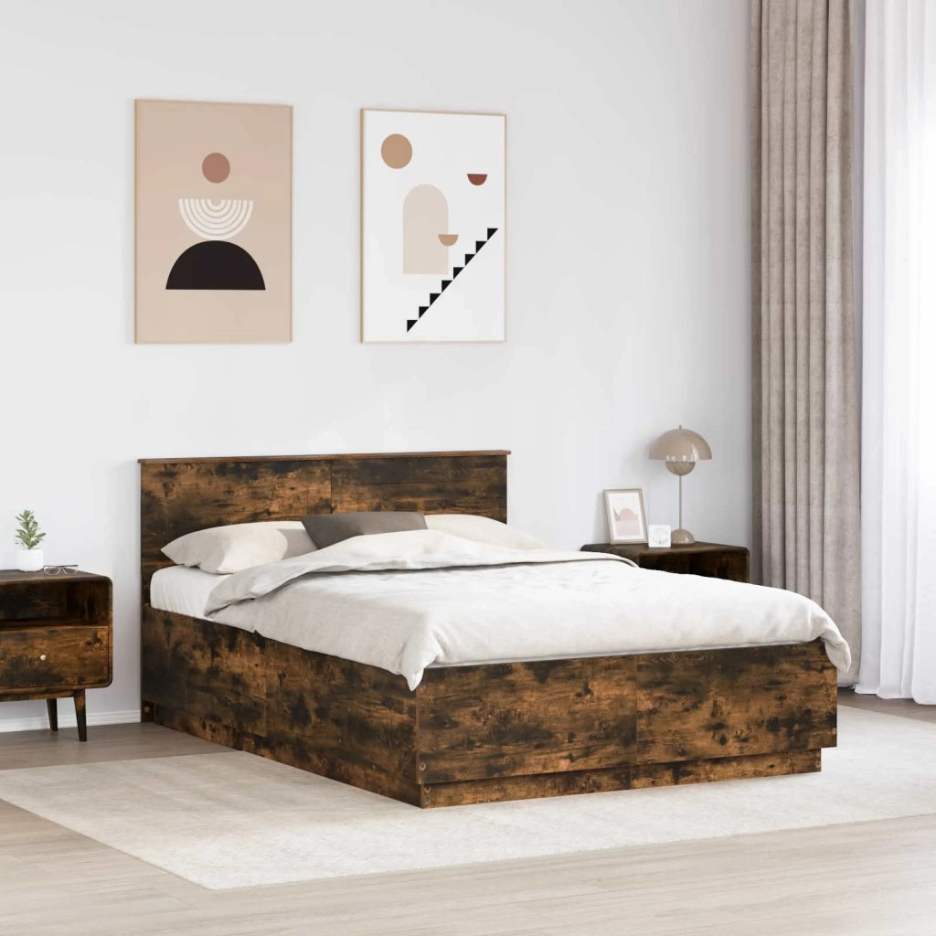 Struttura del letto con testiera Rovere Fumo 150 x 200 cm 3408156