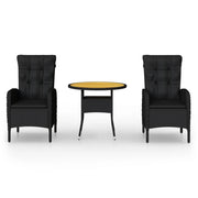Set da Bistrot per Giardino 3 pz | Set Salotto da Giardino in Polyrattan Nero