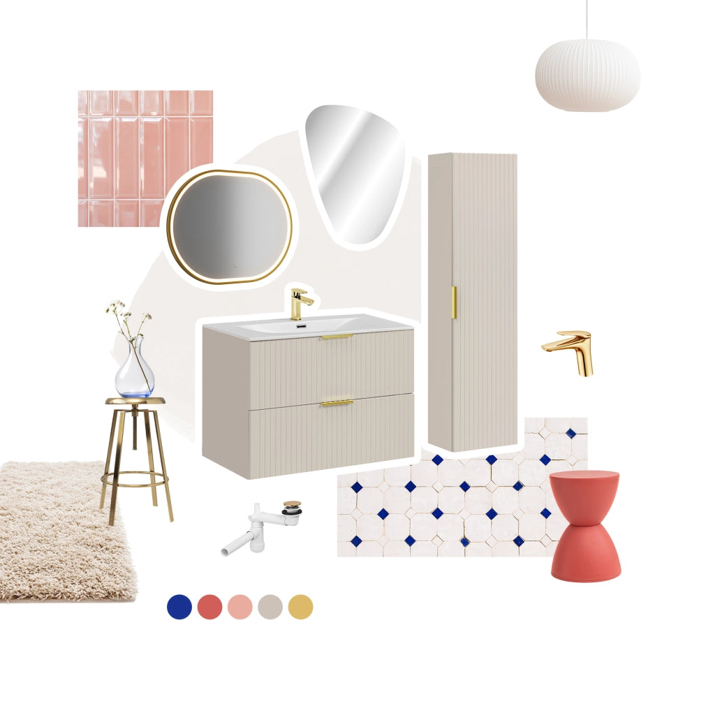 Set mobili bagno 80 cm con piano Adel Cashmere 80 cm