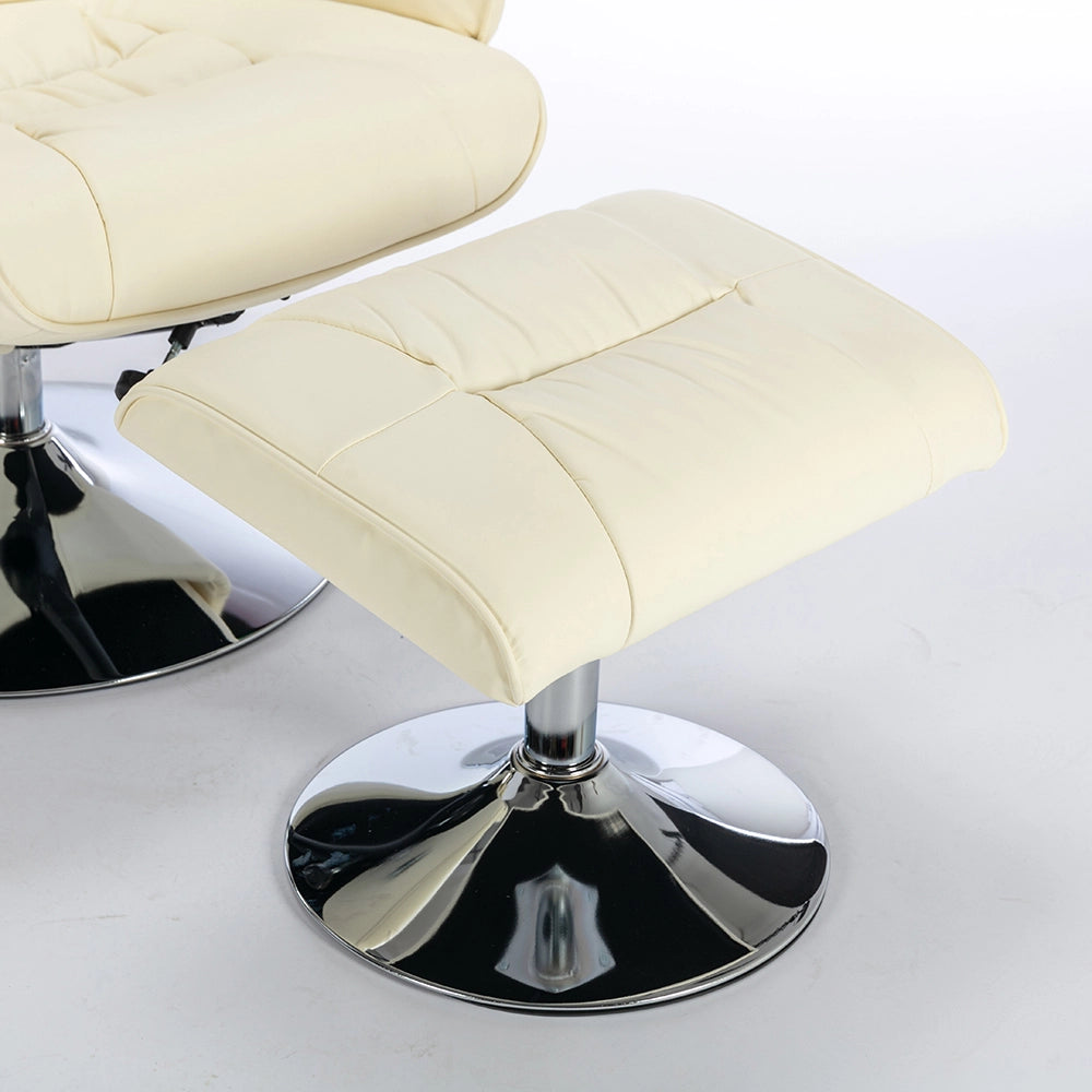 Poltrona massage - Xylo - PU con ottomana e 5 punti massaggio beige