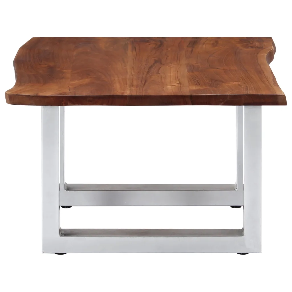 Tavolino da Salotto con Bordi Vivi 60x60x40 cm Massello Acacia 247826