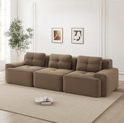 Divano modulare senza struttura in velluto a coste marrone 293x104x69 cm; seduta profonda