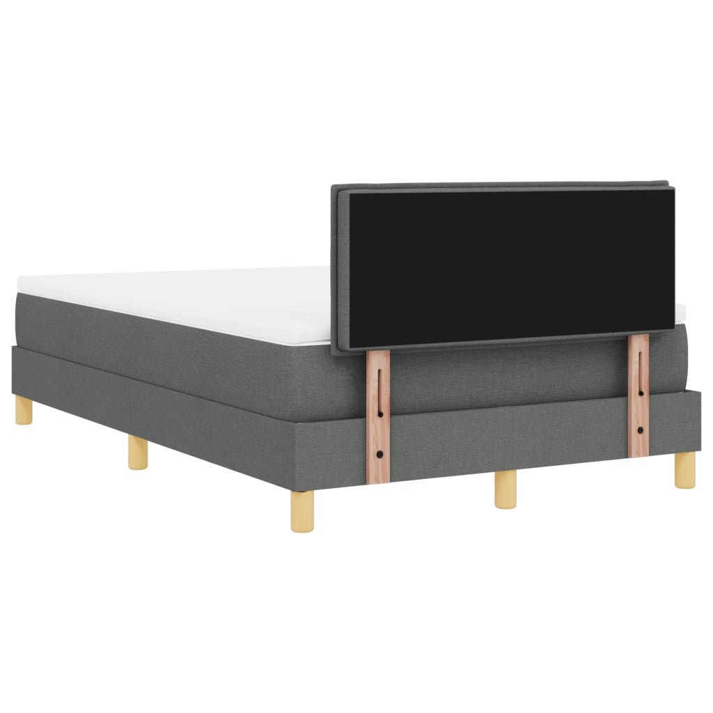 Letto con Box Spring e Materasso Grigio Scuro 120x190 cm in Tessuto