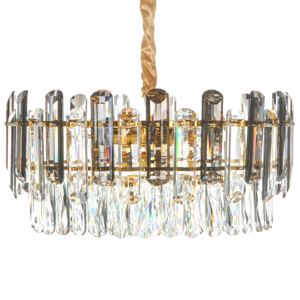 Lampadario in ottone, metallo e cristalli di vetro ⌀ 48 cm Lampada a sospensione stile glamour