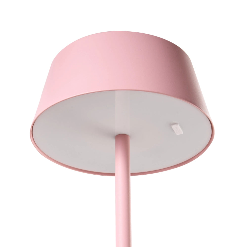 Lampada da tavolo wireless rosa in metallo da interno ed esterno con porta USB C ricaricabile