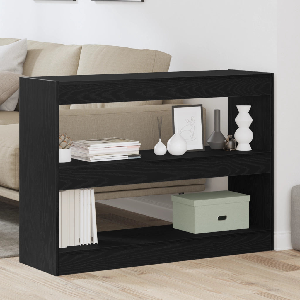 Libreria/Divisorio per Stanze  Nero Rovere 100x30x72 cm Legno ingegnerizzato