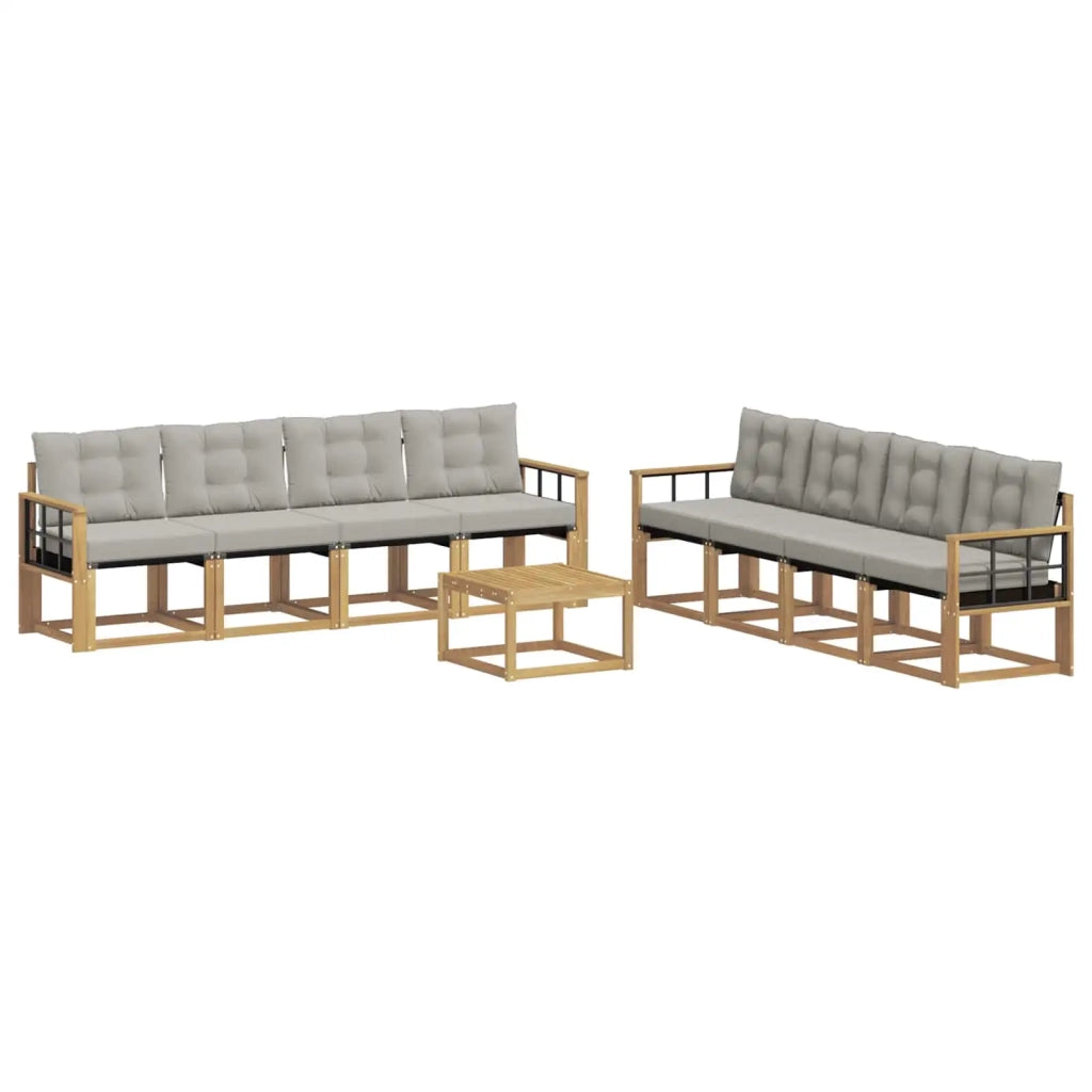 Set di divani da esterno 9 pcs Bianco e Grigio Chiaro