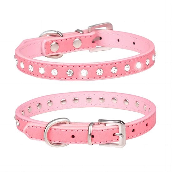 Collare per Animali in Pelle PU con Pailletti - Collare per Gatti/Cani Piccoli - Comfortevole - Collare per Animali