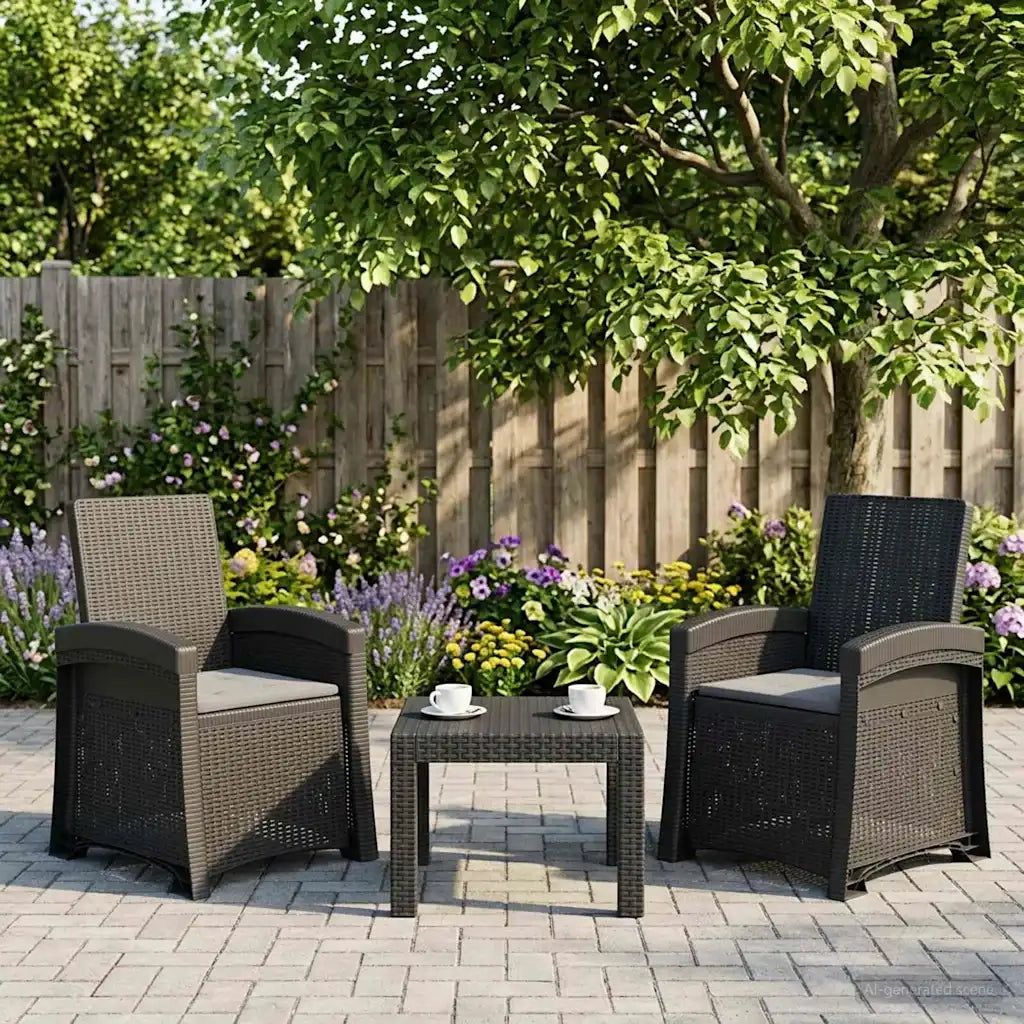 Sedia da giardino reclinabile effetto rattan 2 pcs Antracite PP 8012017