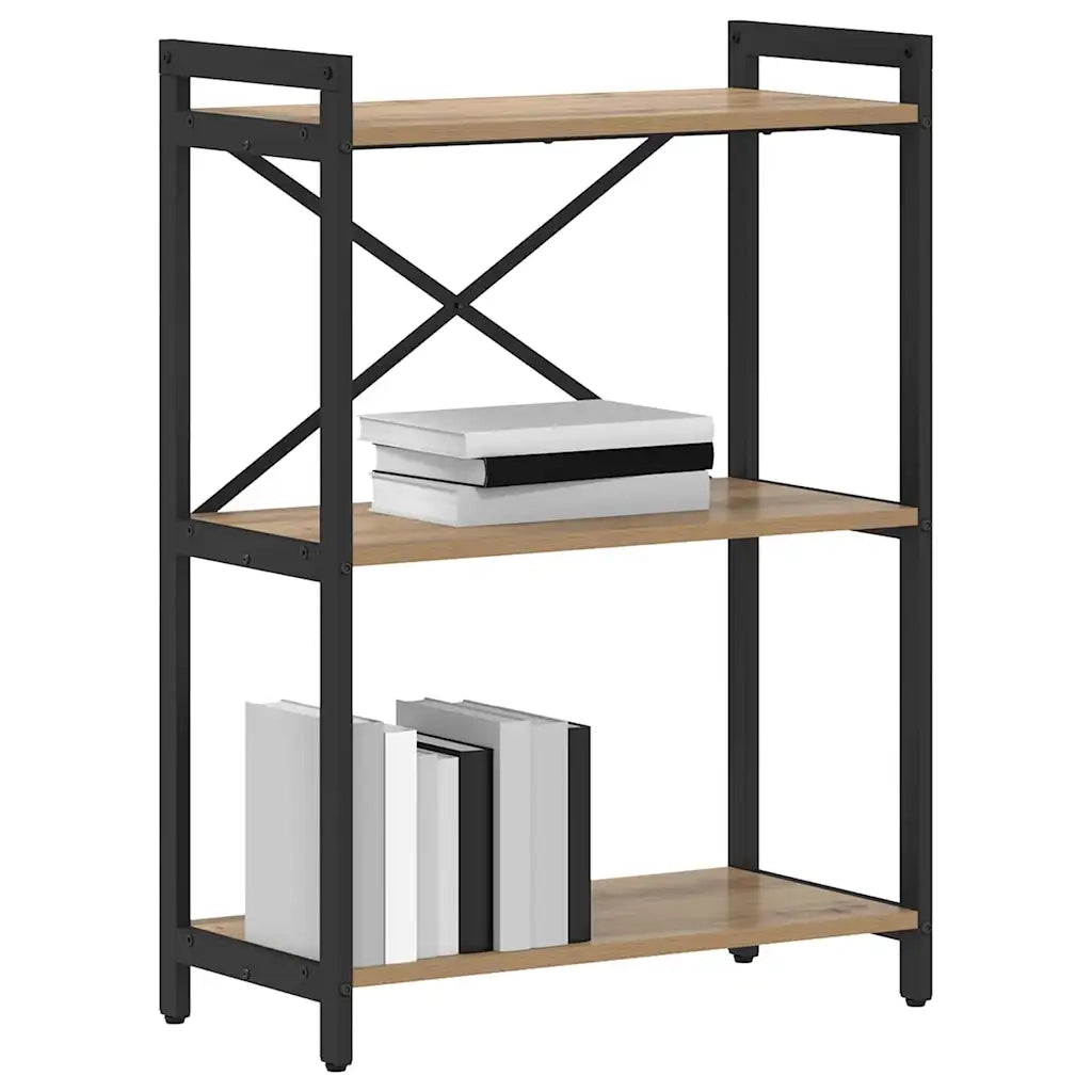 Libreria-Scaffale per Libri-Mobile di Stoccaggio Rovere artigianale 60 x 30 x 85 cm Legno multistrato