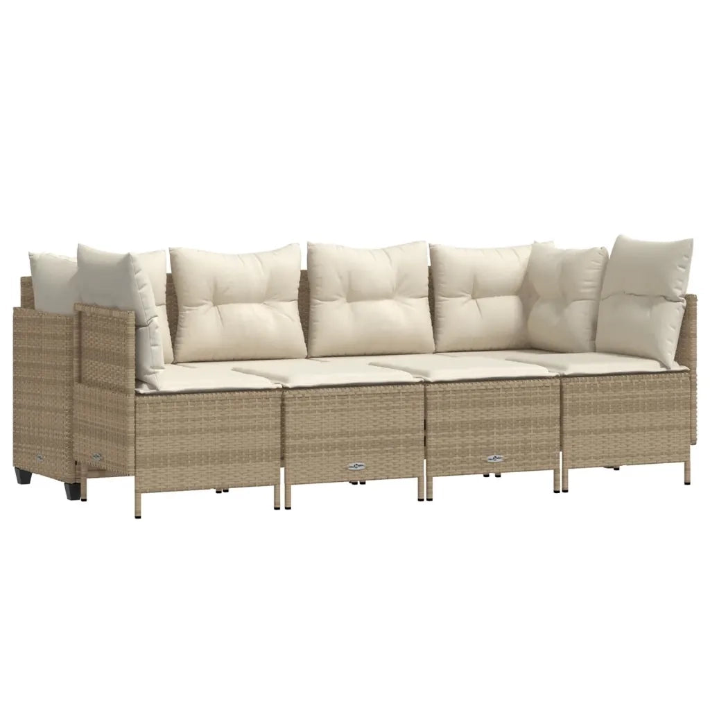Set Divano da Giardino 5 pz con Cuscini Beige in Polyrattan 3261525