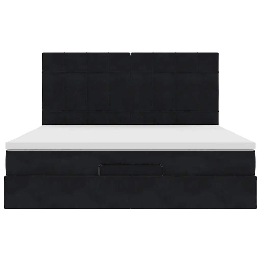 Struttura Letto Pouf con Materassi Nero 180x200 cm in Velluto 3314338