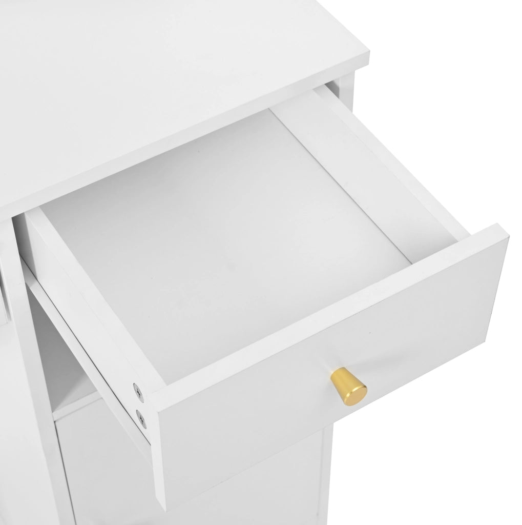 Tavolo trucco con specchio e LED; 3 cassetti; 2 ante; 110x40x151 cm; bianco