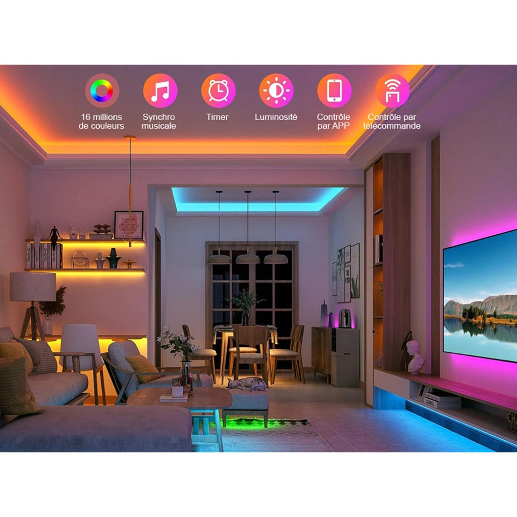 150 LED RGB Bluetooth Connected Luce a nastro impermeabile IP65 10m Multicolore Avizar