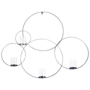 Portacandele da parete con struttura rotonda nera 80 cm ideale per interni ed esterni