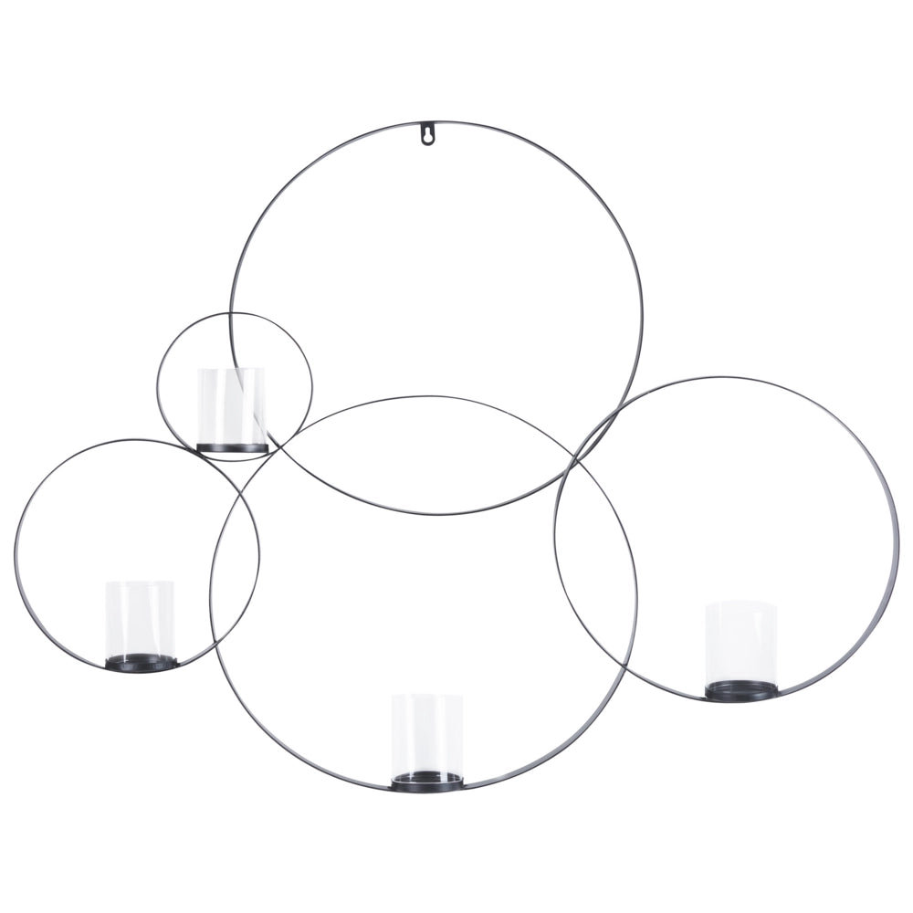 Portacandele da parete con struttura rotonda nera 80 cm ideale per interni ed esterni