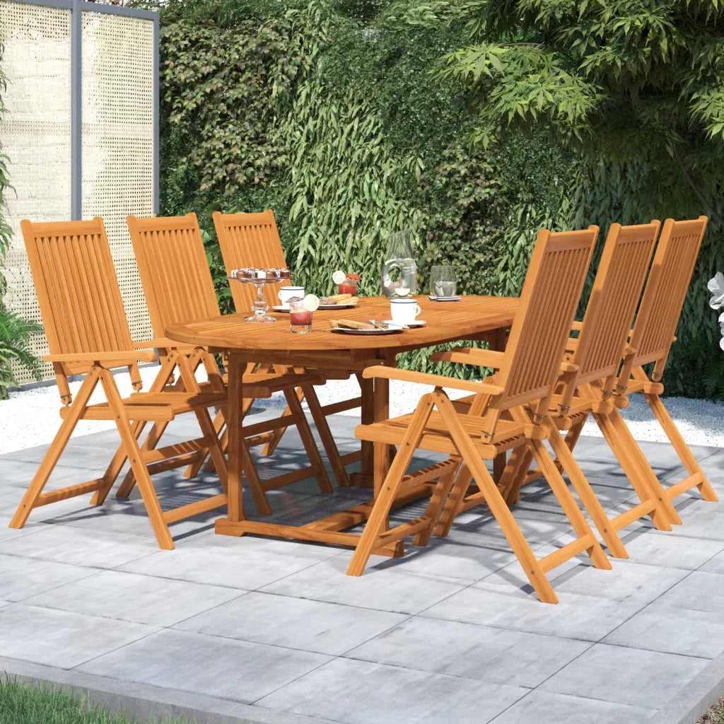 Set Mobili da Pranzo per Giardino 7 pz Legno Massello di Acacia 120-170 cm 3079644