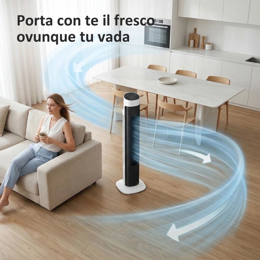 Ventilatore a Torre ¨C Zephmum ¨C Bianco e Nero 80 cm