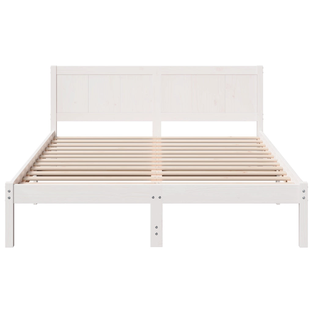 Struttura Letto Bianca Legno Massello di Pino 140 x 200 cm