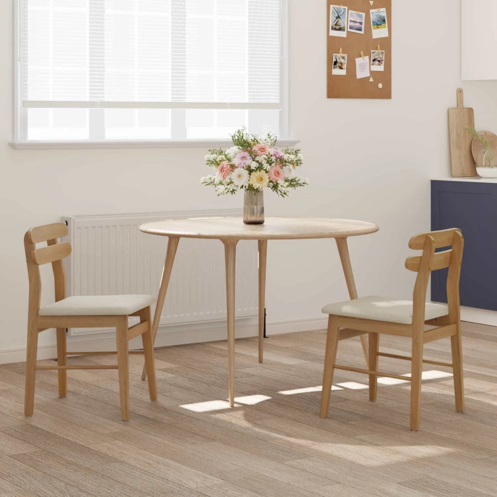 Sedia da pranzo 2 pcs Naturale e chiaro Legno di gomma solido 42020512
