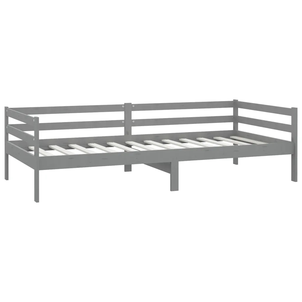 Divano Letto con Materasso 90x200 cm Grigio in Legno di Pino 3083561
