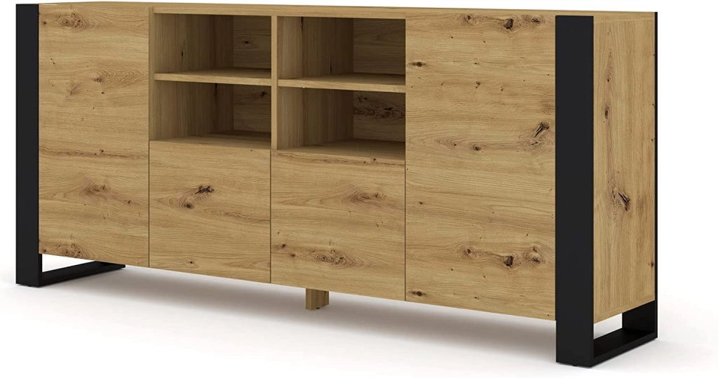 MOBILE COMO' SOGGIORNO MONDI 188x84x40cm ROVERE NERO OPACO