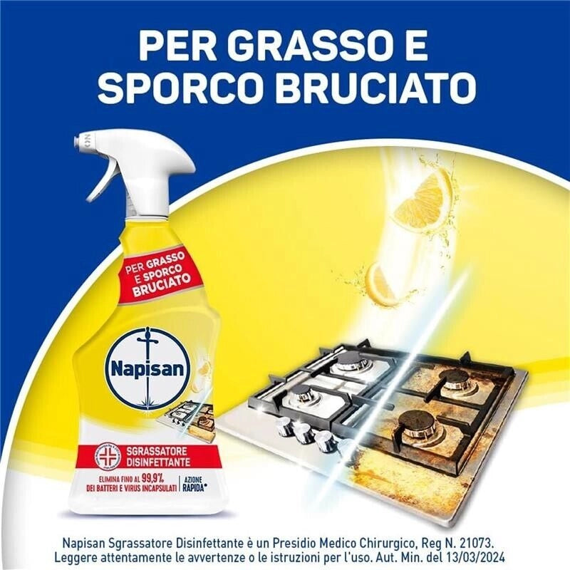 NAPISAN 12 SPRAY 740 ML L'UNO SGRASSATORE DISINFETTANTE SUPERFICI AL LIMONE ANTI BATTERI E VIRUS AZIONE RAPIDA