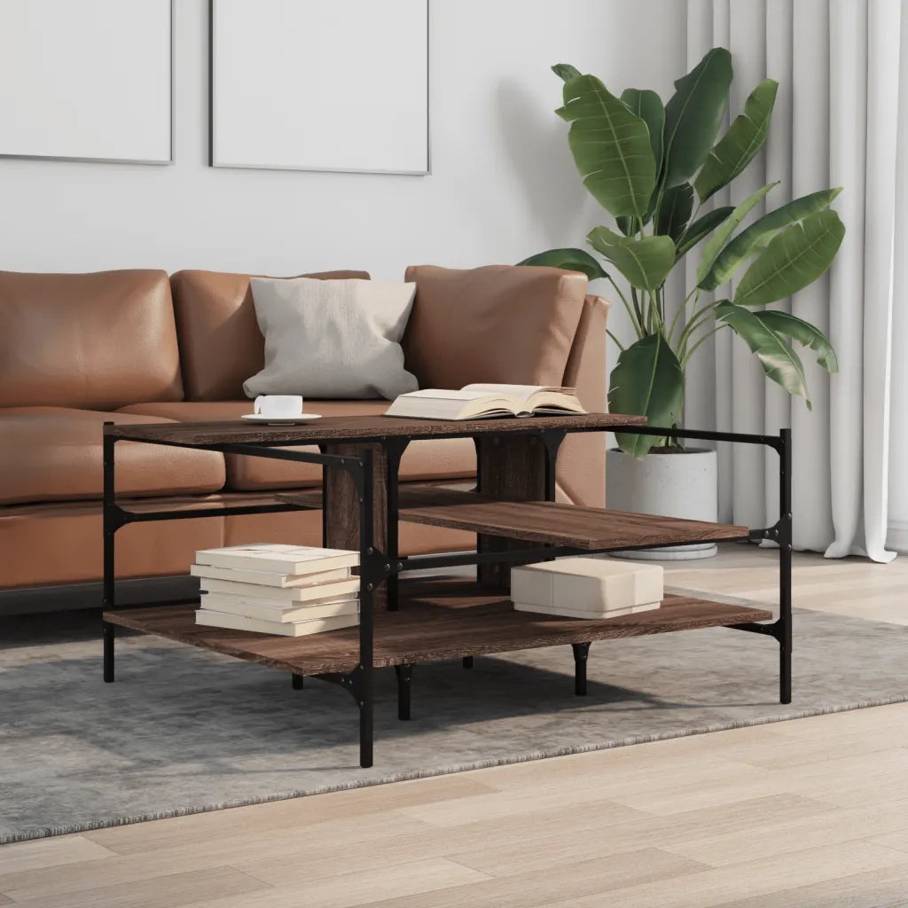 Tavolino Salotto Rovere Marrone 100x100x48,5 LegnoÂ Multistrato