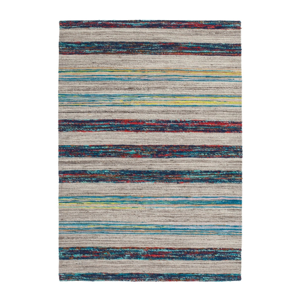 Tappeto Kilim Evita in lana e seta naturale e blu 120x170 cm