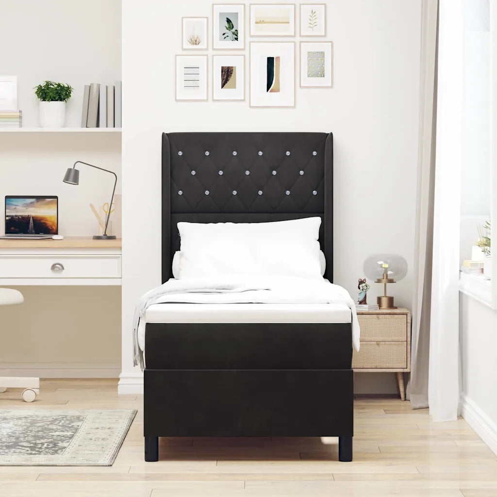 Letto a molle con materasso Nero 80 x 200 cm Velluto 3341926