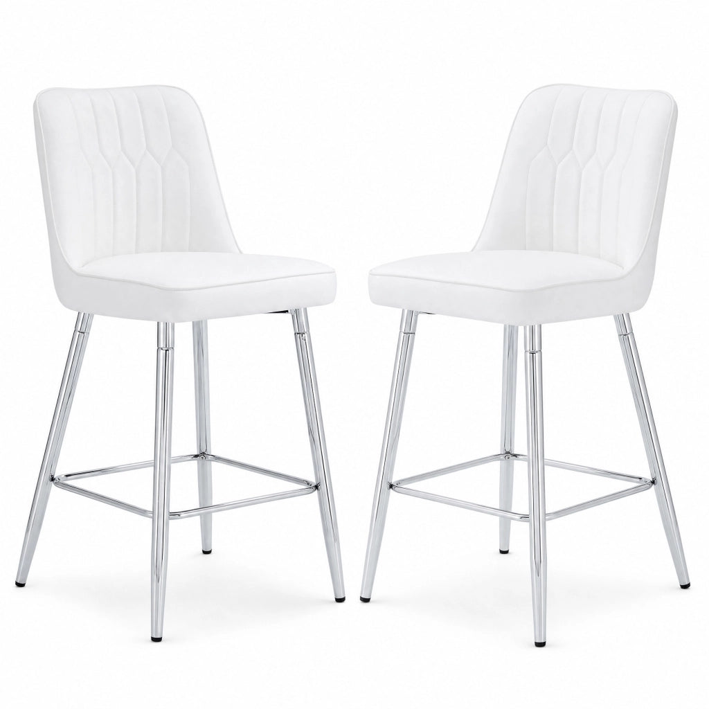 Set di 2 sgabelli da bar 100 cm bianchi e argento in PU