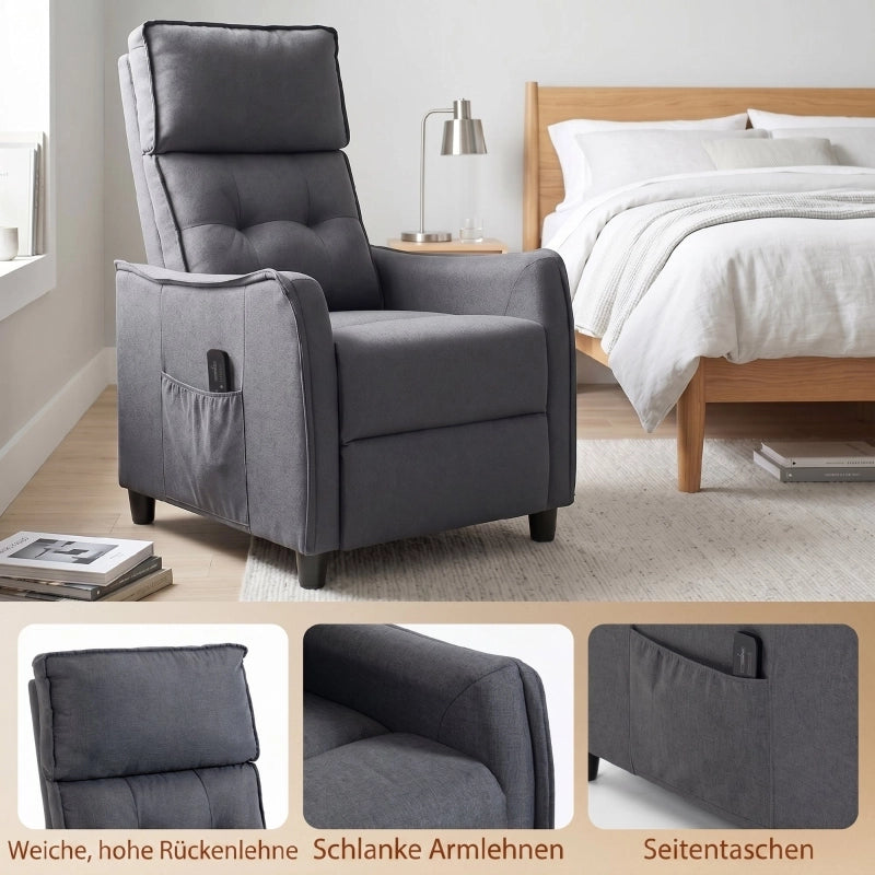 POLTRONA Relax con massaggio vibrante 69 cm Grigio Legno
