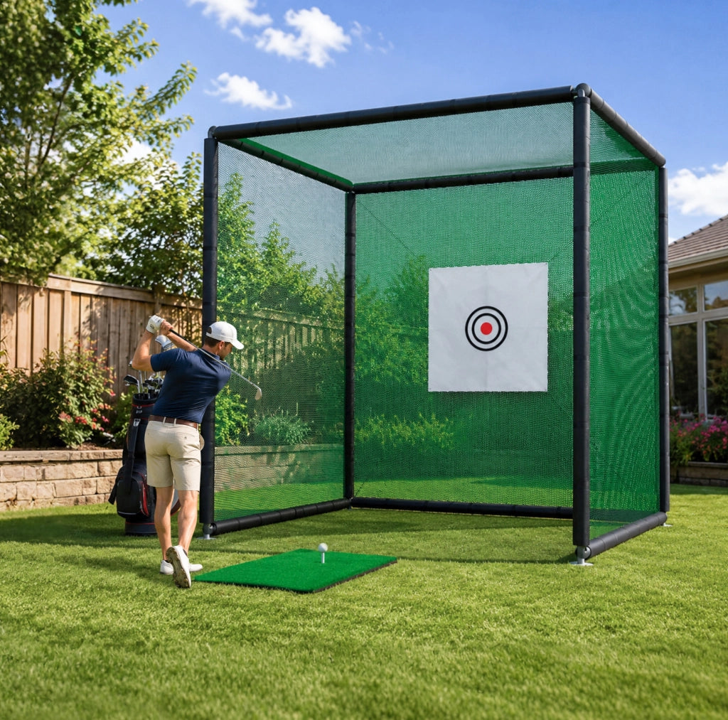 Rete da pratica golf 300 x 300 x 300 cm con bersaglio e tappetino