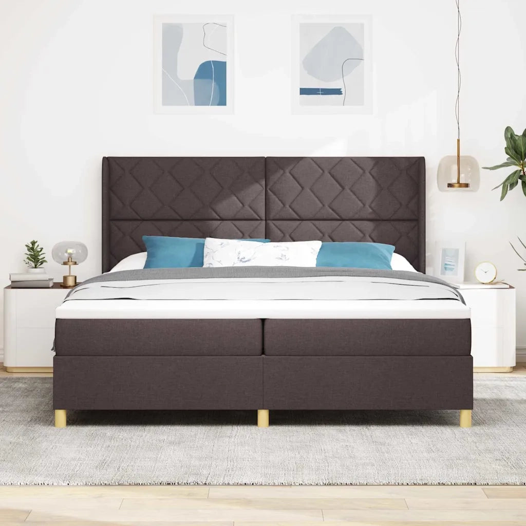 Letto a molle con materasso Marrone 200 x 200 cm Tessuto