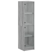 Credenza | Madia | Buffet da pranzo | Armadio da pranzo con Ante in Vetro Grigio Sonoma 35x37x142 cm