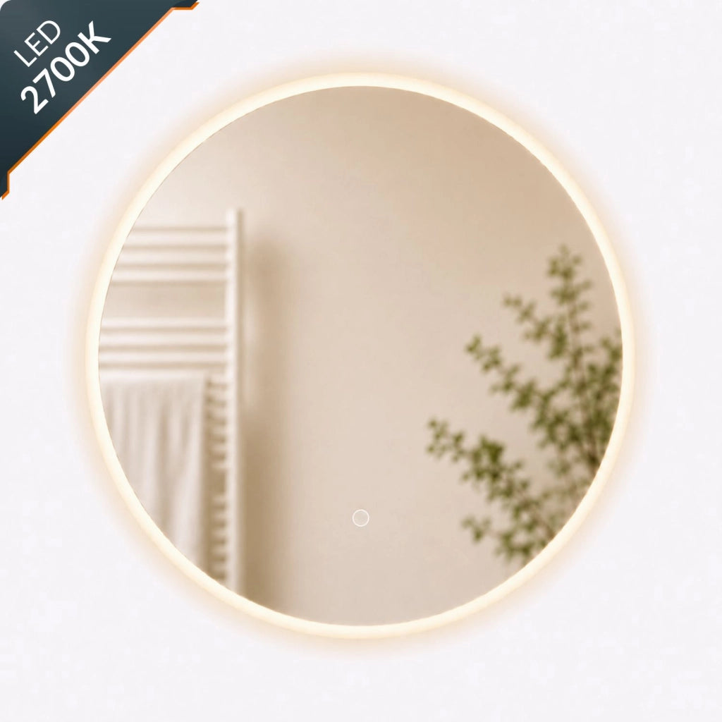 Specchio tondo led dimmerabile con interruttore touch per arredo bagno elegante da parete *** misura Ø60, tonalità ...