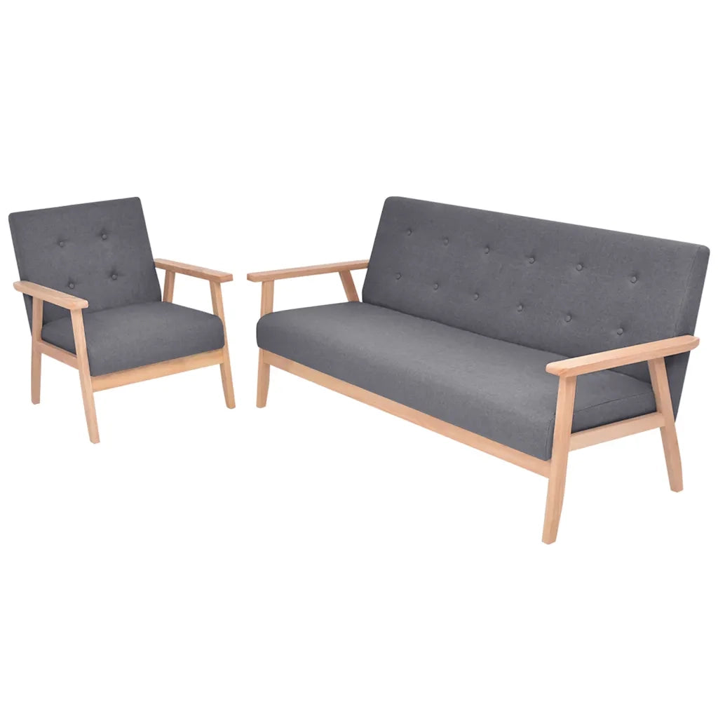 Set di Divani 2 pz in Tessuto Grigio Scuro