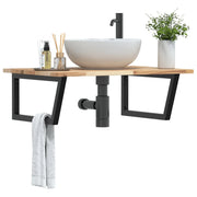 vidaXL Ripiano a Parete per Lavabo in Acciaio e Massello di Acacia