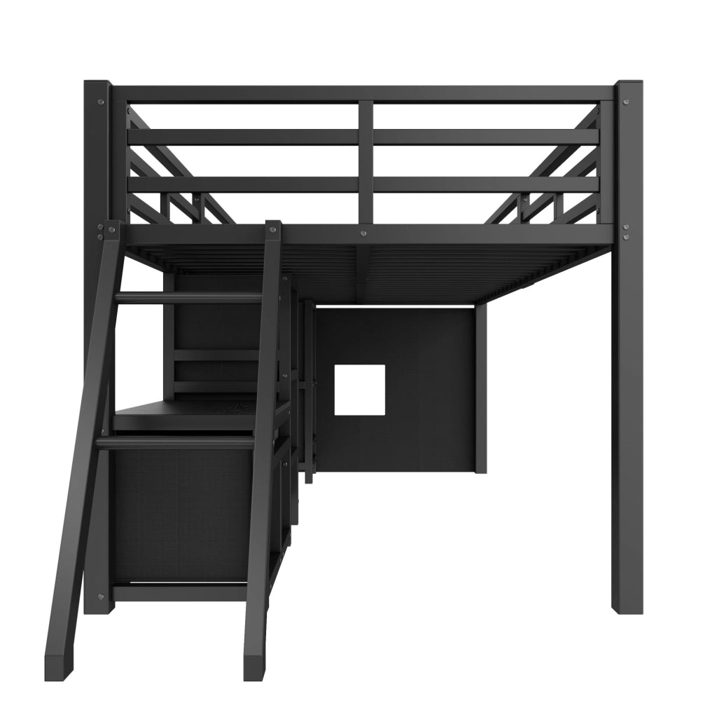 LETTO A SOPPALCO BASSO 90x200 cm Nero con 7 Cassetti e LED