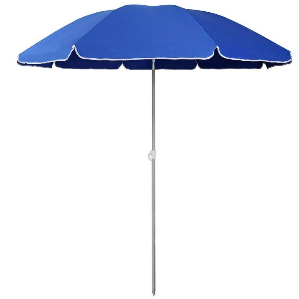 Trade Shop - Ombrellone Mare Spiaggia Giardino Palo Alluminio E Tessuto Grande 240cm Blu -