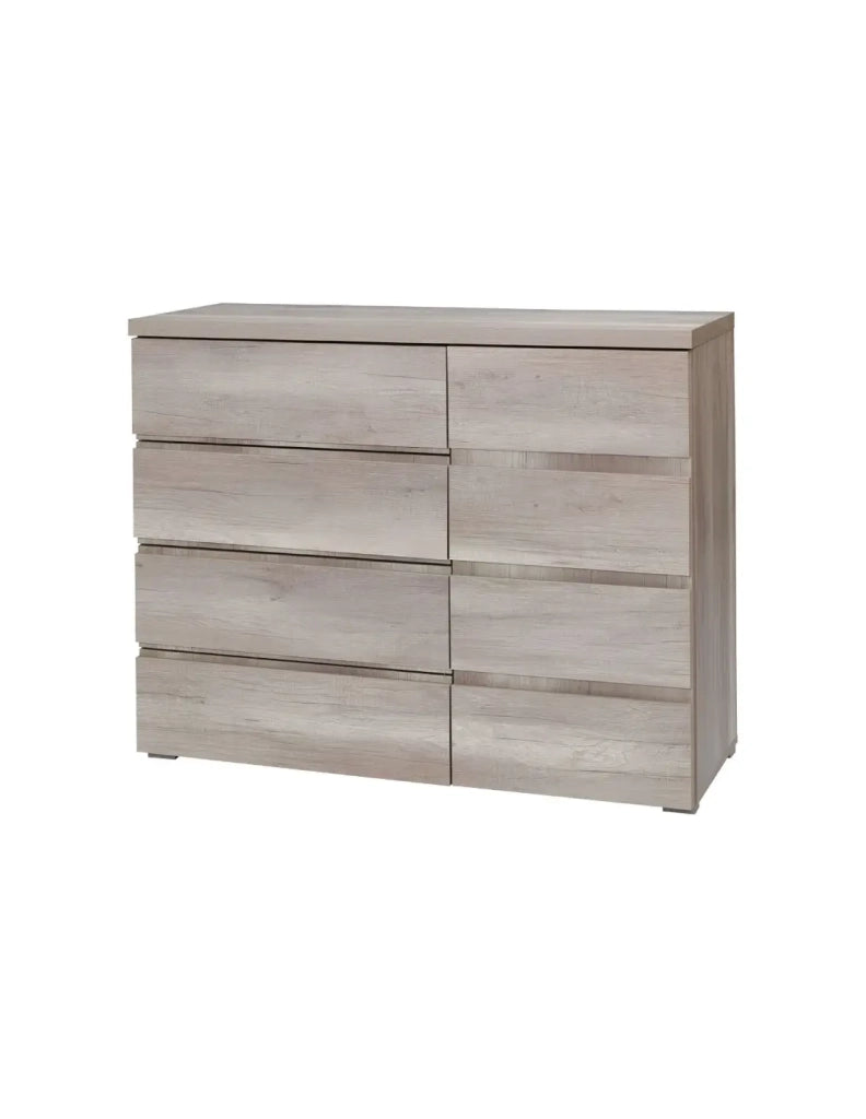 Cassettiera ROMI – 4 cassetti e 1 porta – Colore quercia dab canyon – L110 × P43,5 × H87,5 cm – Camera da letto per adulti