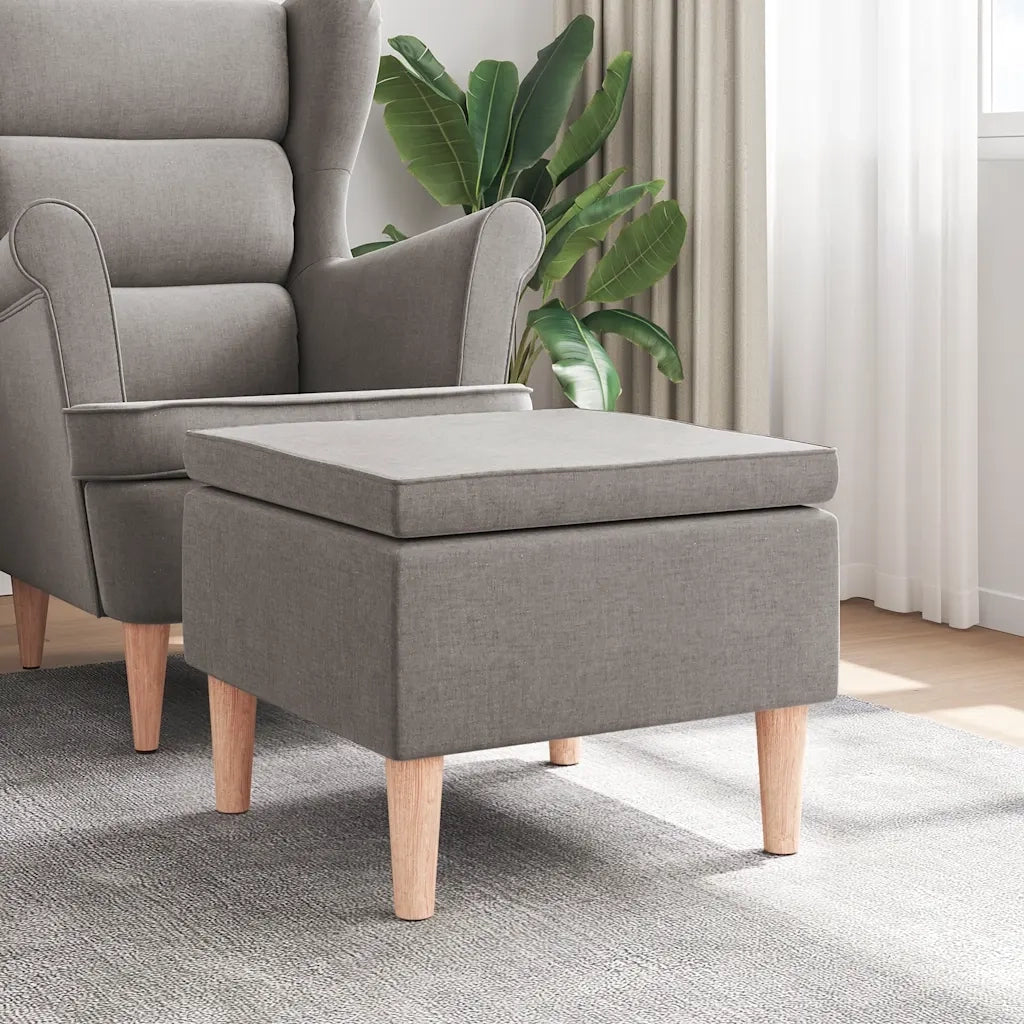 Poggiapiedi con Gambe in Legno Tortora in Tessuto cod mxl 35851