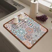 Mat di servizio per cucina, asciugamano per superficie di lavoro, mat di asciugatura per piatti, mat di protezione per la vasca da bagno, mat di asciugatura per servizio, mat di protezione per la cucina (30 x 40 cm, stampa marrone)