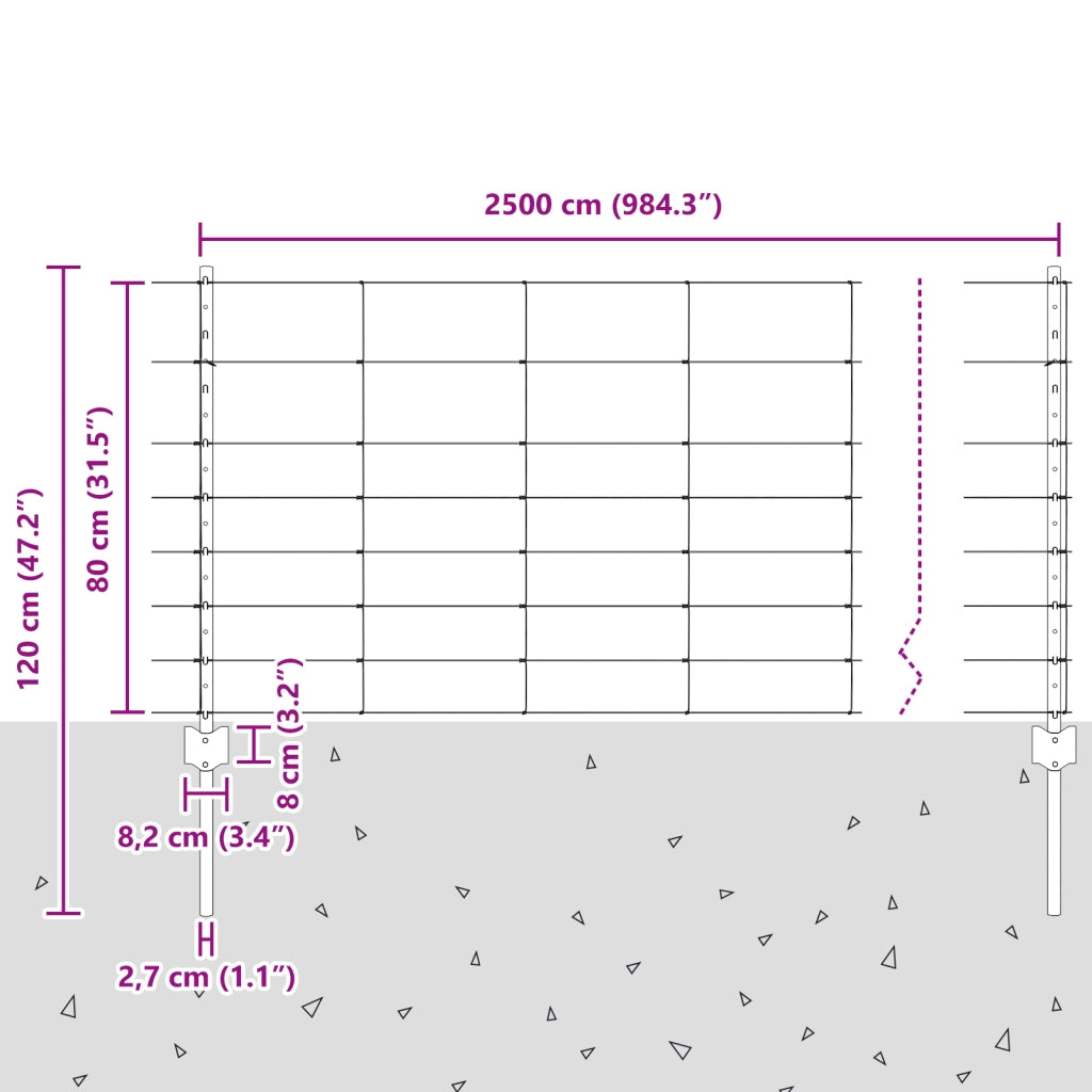 Pali di Recinzione vitaXL 11 pcs U-Channel 80 cm Acciaio Zincato