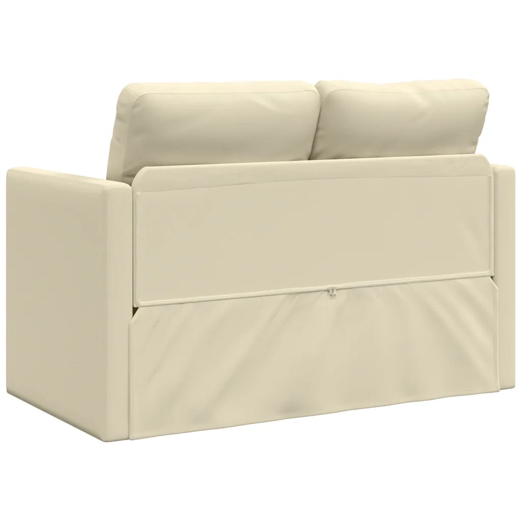 Divano Letto da Terra 2 in 1 Crema 112x174x55 cm Similpelle