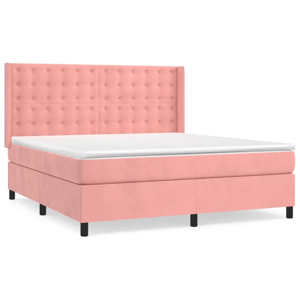 Giroletto a Molle con Materasso Rosa 160x200 cm in Vellutocod mxl 98769