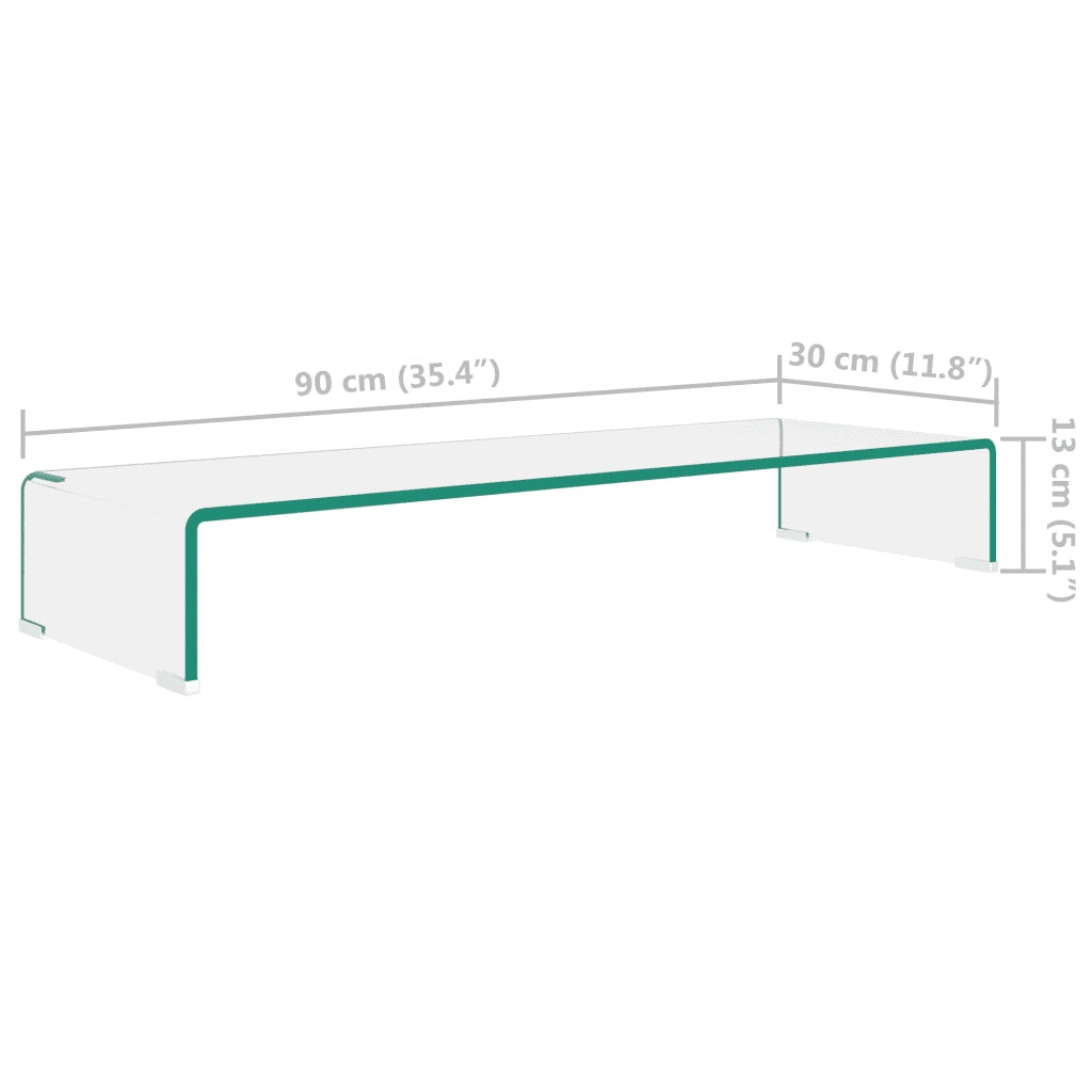 Mobile/Rialzo Porta TV-Supporto per TV in Vetro Trasparente 90x30x13 cm